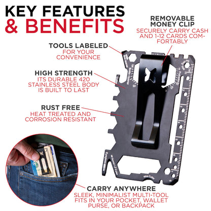 mens pocket survival multi tool is made with high strength stainless steel that fits conveniently in your front pocket