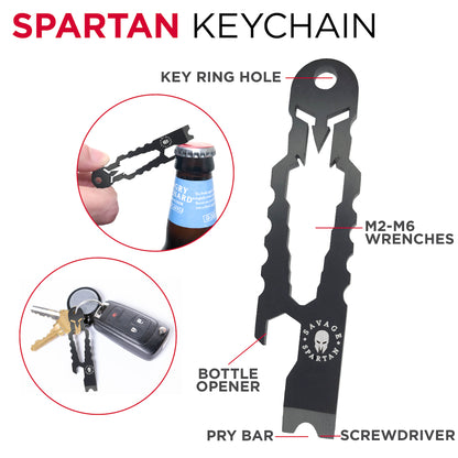 stainless steel Spartan keychain with hex wrenches